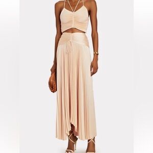 Ari Pleated Satin Maxi Skirt